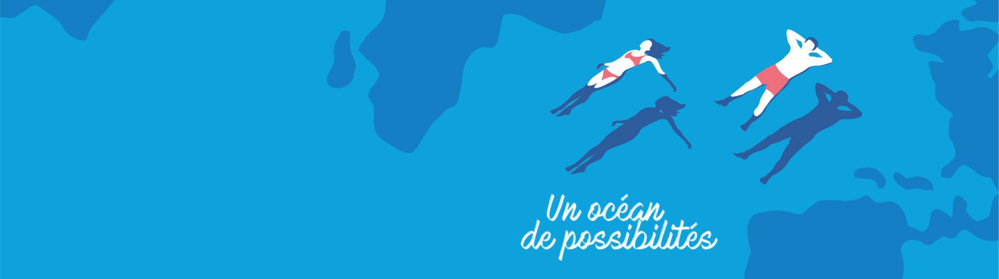 l'affiche des salons du tourisme avec les avatars sur la map monde