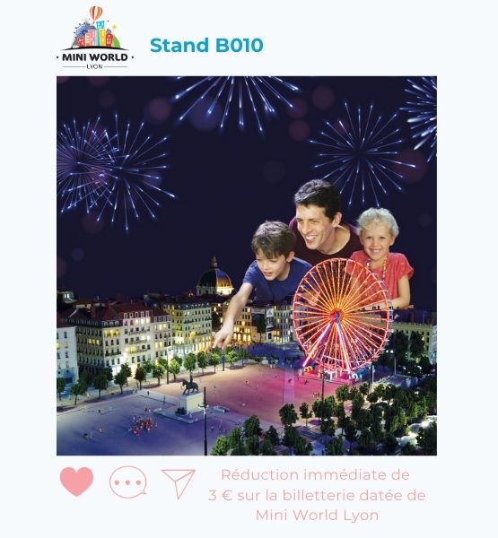 Visuel de Miniworld Lyon pour annoncer une offre spéciale salon : réduction immédiate de  3 € sur la billetterie datée de Mini World Lyon