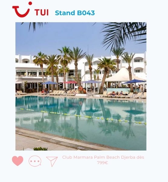 Visuel pour annoncer une offre spéciale de Tui : Club Marmara Palm Beach Djerba dès 799€ 