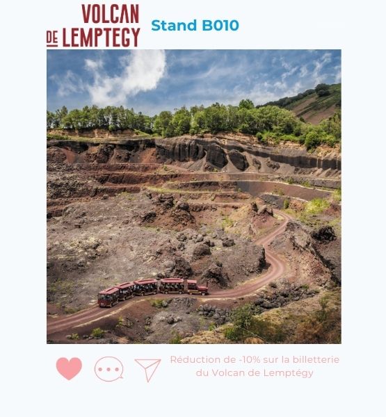 Visuel pour annoncer une offre spéciale du Volcan de Lemptegy : Réduction de -10% sur la billetterie du Volcan de Lemptégy. 