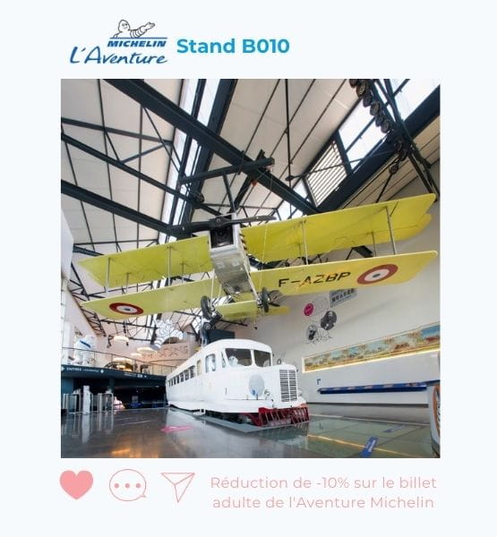 Visuel de l'avtnure Michelin pour annoncer une offre spéciale salon : réduction de -10% sur le billet adulte de l'Aventure Michelin