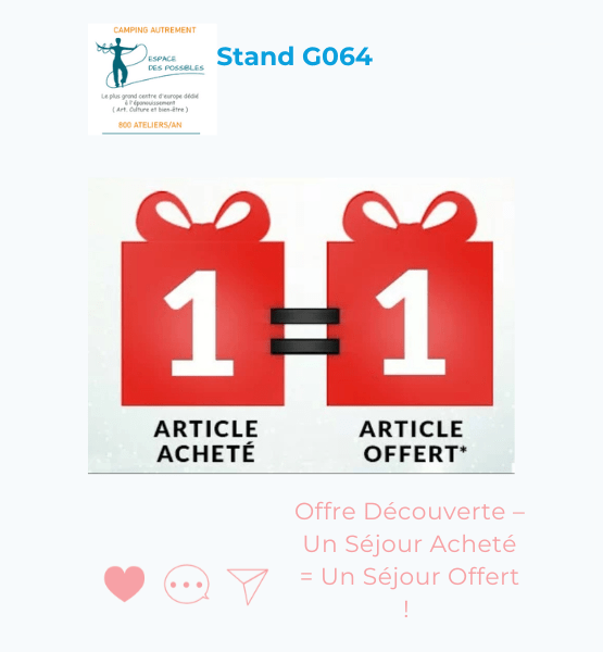 Visuel de offre spéciale de Camping autrement : Offre Découverte – Un Séjour Acheté = Un Séjour Offert ! 