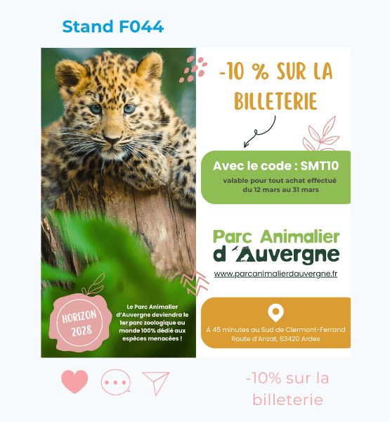 Visuel offre spéciale du Parc Animalier d'Auvergne : -10% sur la billeterie
